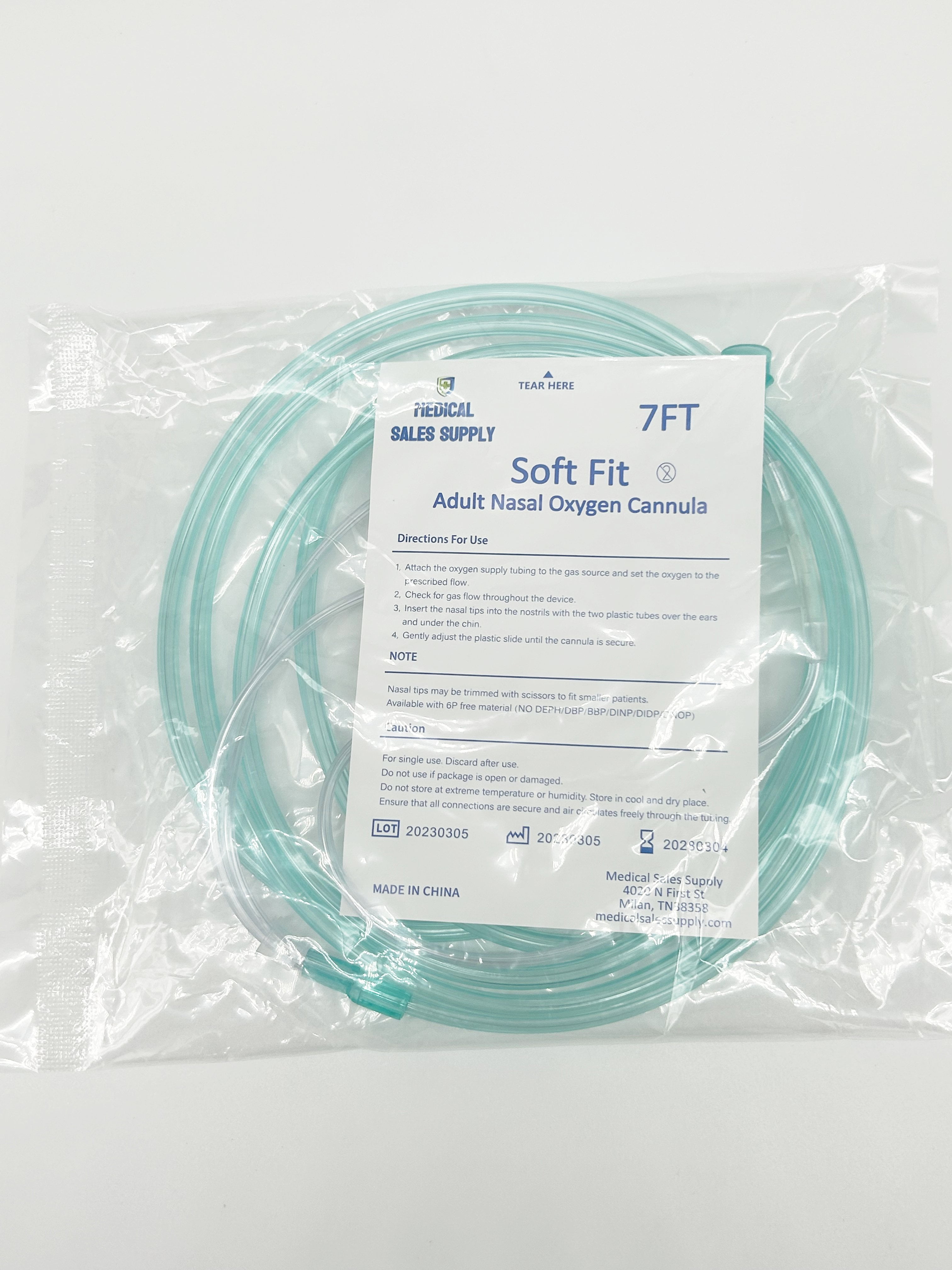 Medical Sales Supply Stay Soft Adult Nasal Cannula with 7ft, Kink Resistant, Lightweight Tubing (50 Pack)