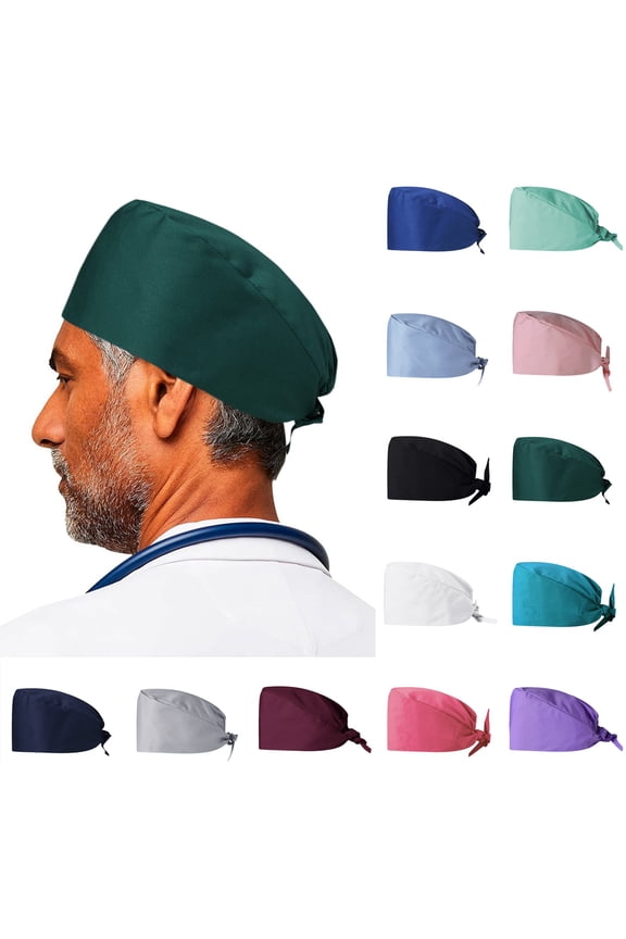 Medical Scrub Cap Working Hat for Men and Women Cotton Surgical Hat with Elastic Sweatband 2026 Black