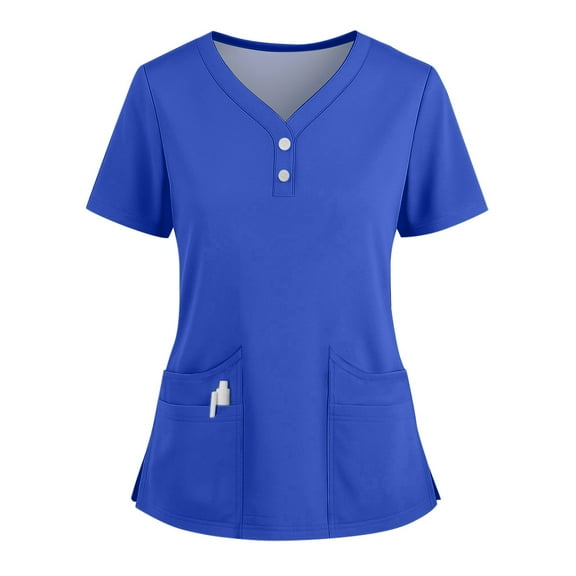Medical Scrub Set for Women, Modern V-Neck Scrub Top & Jogger Scrub Pants with Multi Pockets Professionals Soft Stretch Athletic Nursing Uniform Workwear (Blue)