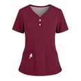 thumbnail image 1 of Medical Scrub Set for Women, Modern V Neck Scrub Top & Jogger Pant with 8 Pockets Professionals Soft Stretch Medical Nursing Uniforms Set (Wine), 1 of 5