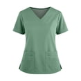 thumbnail image 1 of Medical Scrub Tops for Women Soft Stretch,Curved V-Neck Scrub Tops with 4 Pockets Green XL, 1 of 4