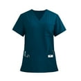 thumbnail image 1 of Medical Scrub Tops for Women Soft Stretch V-Neck Top Scrubs with Pockets, 1 of 5