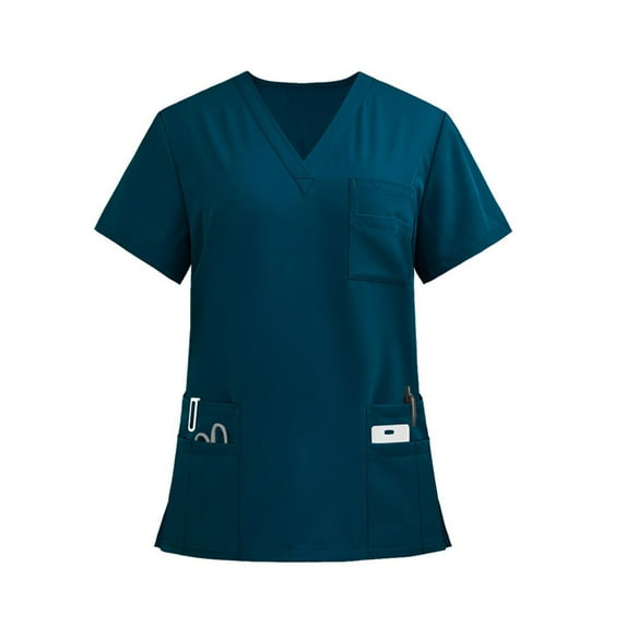 Medical Scrub Tops for Women Soft Stretch V-Neck Top Scrubs with Pockets