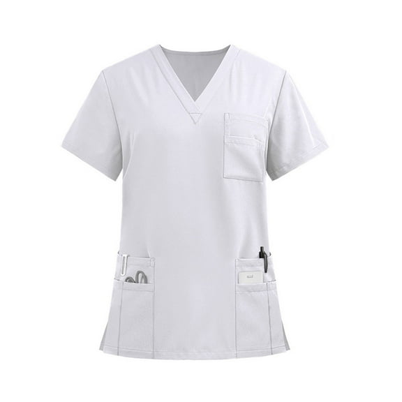 Medical Scrub Tops for Women Soft Stretch V-Neck Top Scrubs with Pockets