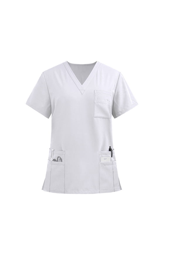Medical Scrub Tops for Women Soft Stretch V-Neck Top Scrubs with Pockets