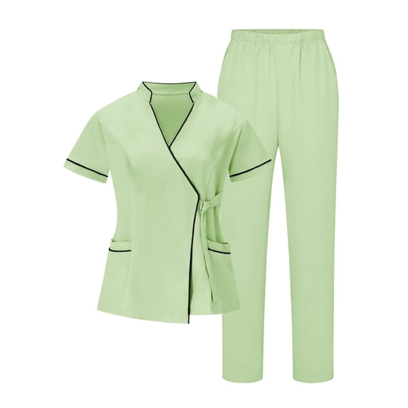 Medical Scrubs for Women Casual Comfy Daily Medical Uniforms Plus Size Workwear Clinical Top Pants Scrub Tops and Pants Light Green L