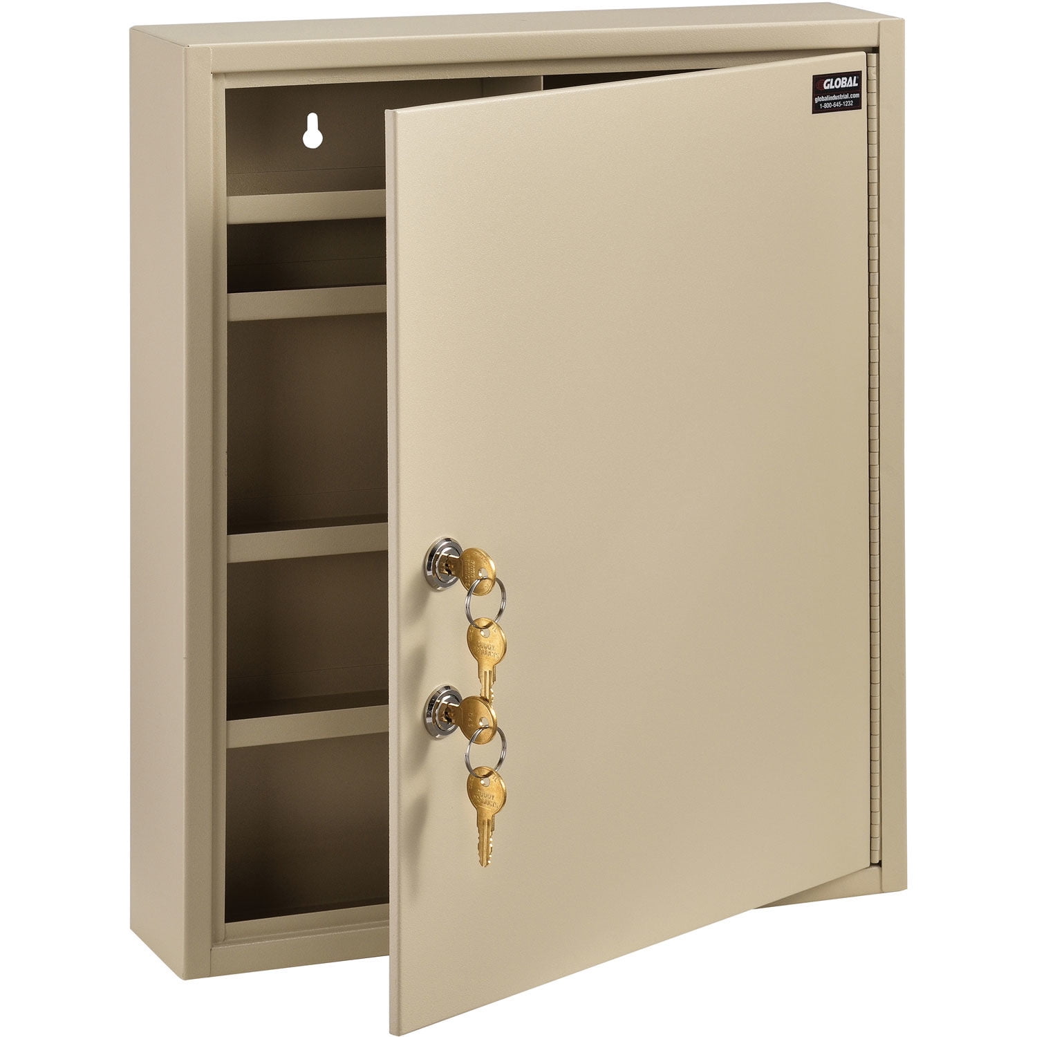 Global Industrial Medical Security Cabinet w/Double Key Locks 14""Wx3-1/8""Dx17-