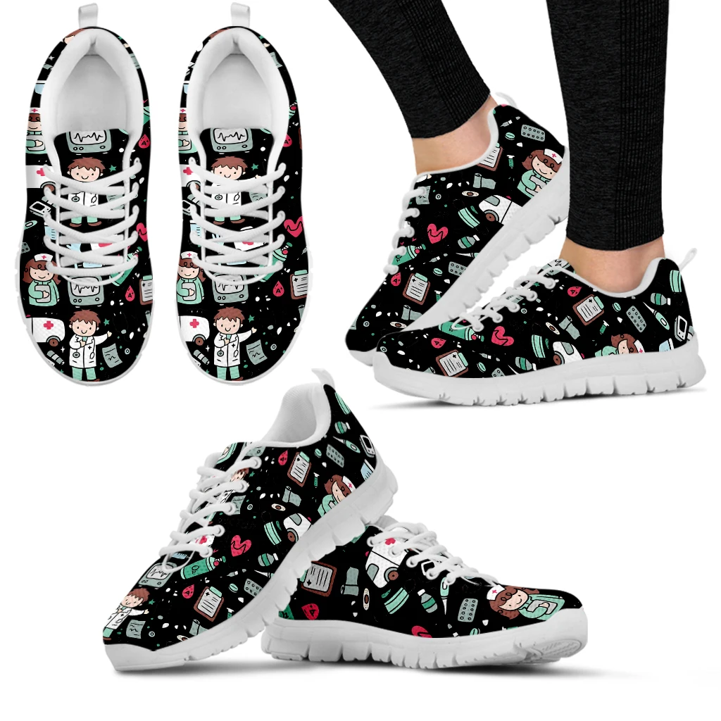 Medical Shoes For Female Cartoon Doctor Comfortable Lace Up Sneakers ...