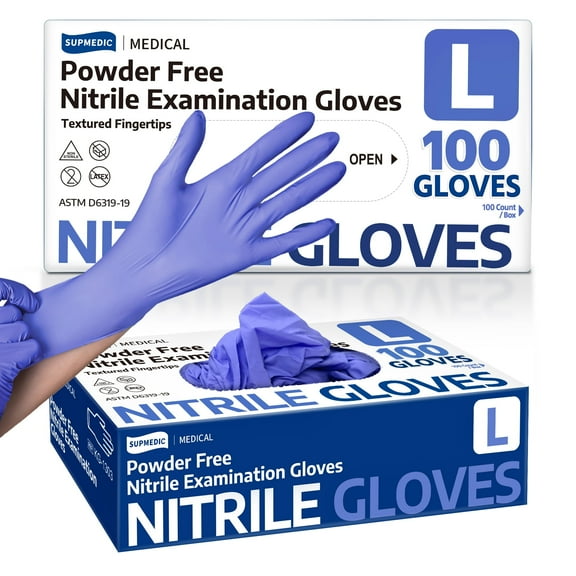 Medical Soft Max Nitrile Exam Gloves, 100 Pcs Powder-Free Latex-Free Food Safe Clean Disposable Glove, Blue Iris