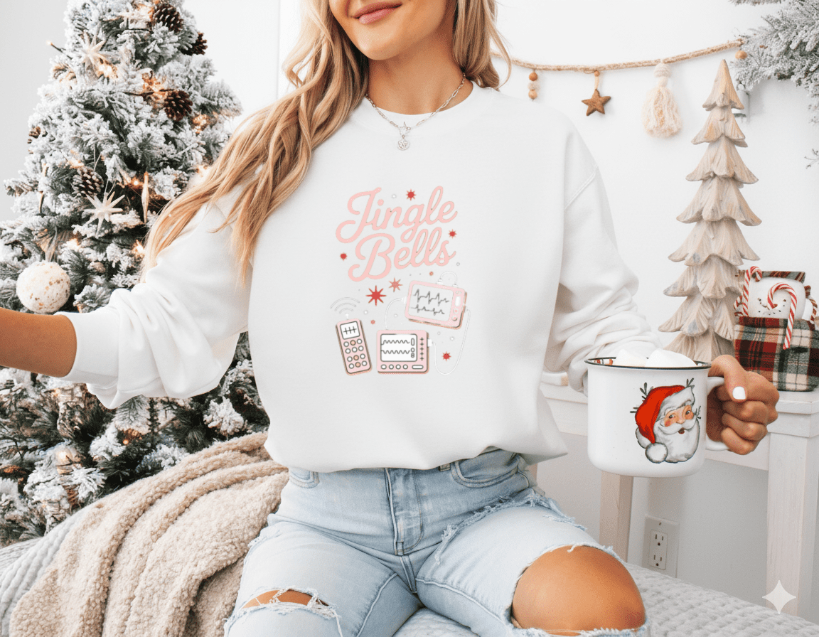 Medical Squad Jingle Bell Telemetry Nurse Holiday Crew Sweatshirt, up ...