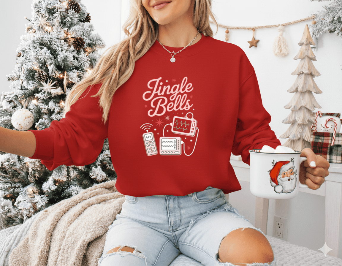 Medical Squad Jingle Bell Telemetry Nurse Holiday Crew Sweatshirt, up ...
