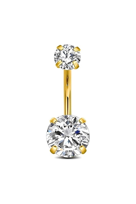 Medical Steel Belly Button Ring with Zircon Gemstone Personalized Body Jewelry for Women
