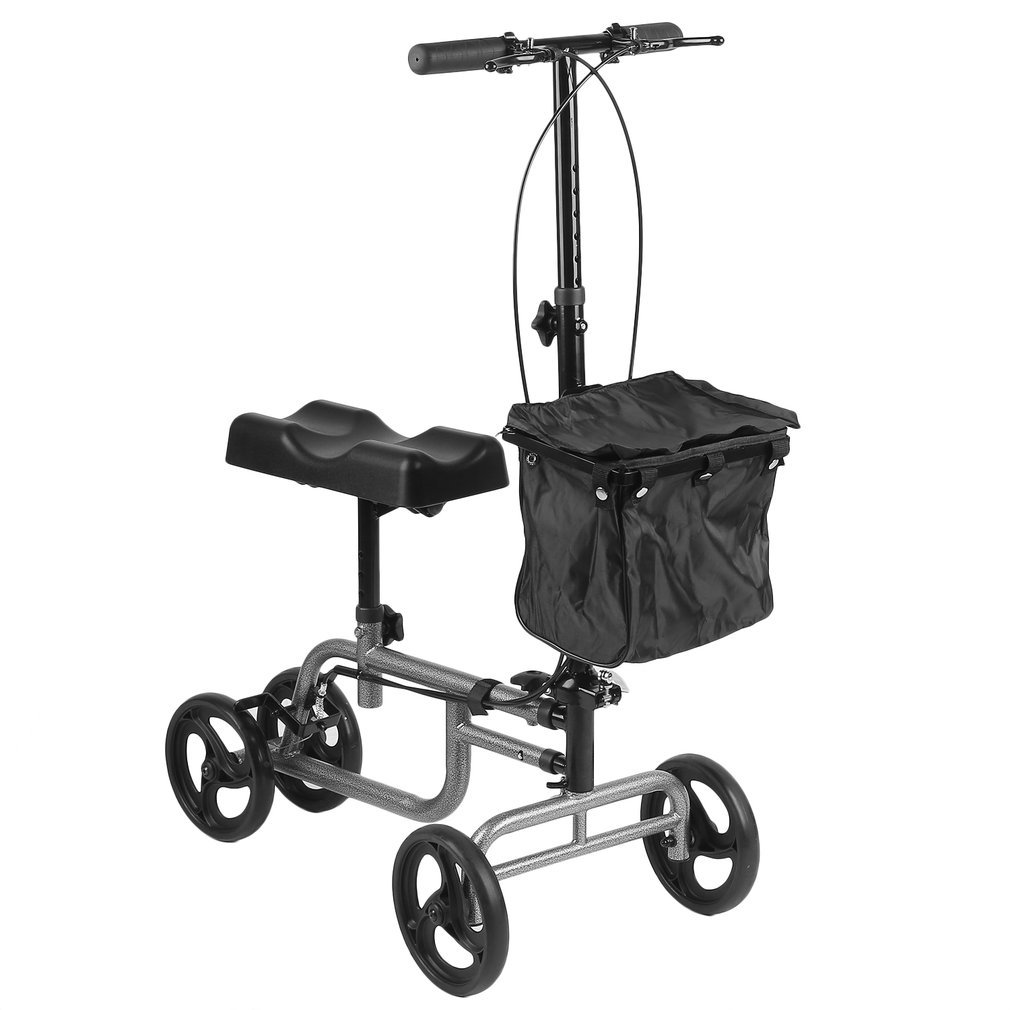 Medical Steerable Knee Walker Knee Scooter Dual Braking with Basket Crutch Alternative (Black) - image 1 of 4