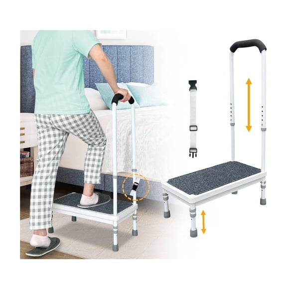 Adjustable Step Stool with Handle for Adults, 400lb Capacity, Wide Platform, Safety Handrails, Suitable for SUVs, RVs, and Mobility Assistance