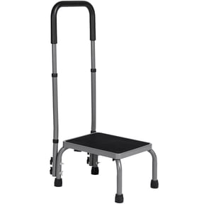 Naipo Step Stools for Adults Medical Footstool with handle for Seniors, Non-Slip Platform Adjustable Height Bedside Stair Stool Steel Holds up to 300 lbs, Gray