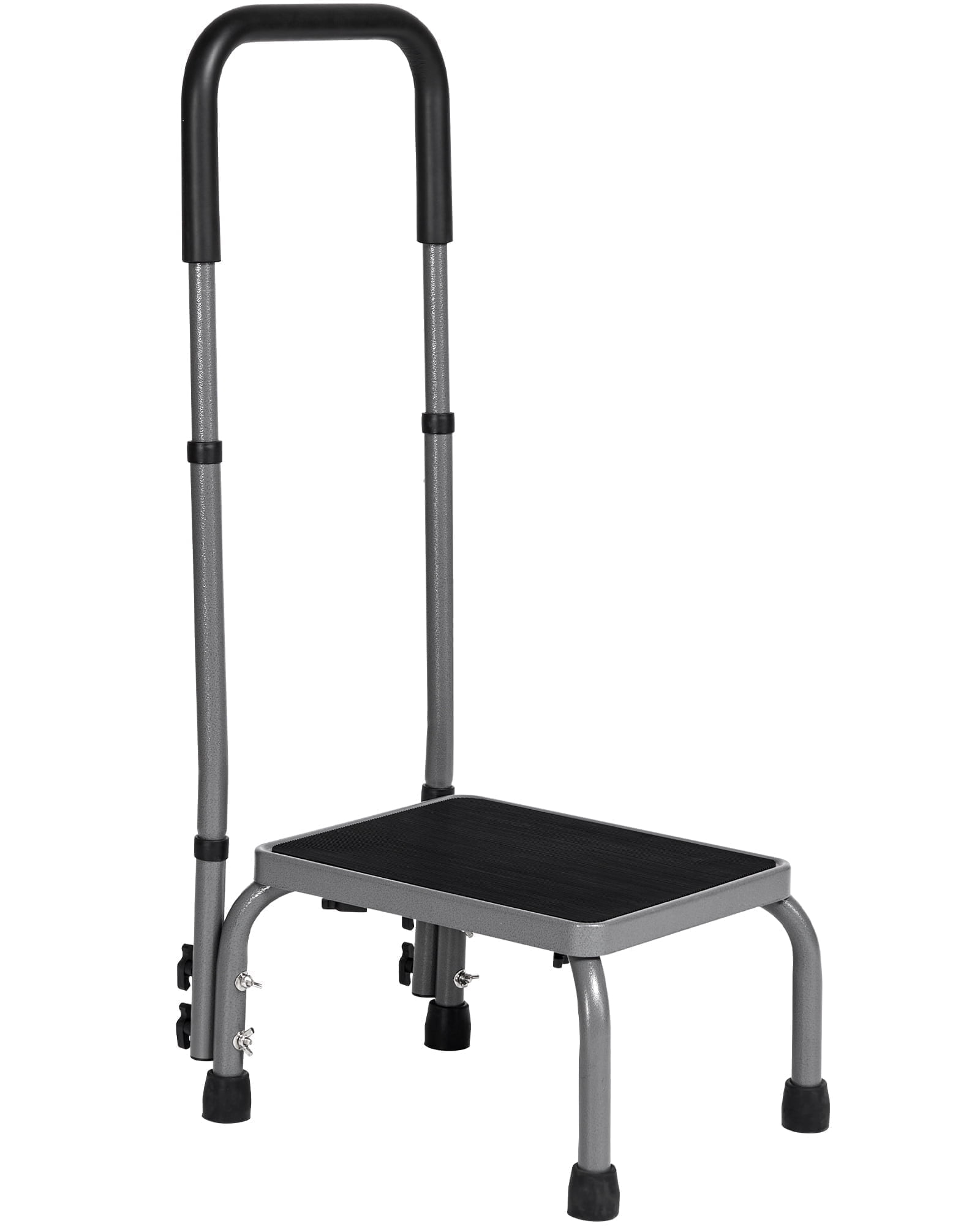 Naipo Step Stools for Adults Medical Footstool with handle for Seniors, Non-Slip Platform Adjustable Height Bedside Stair Stool Steel Holds up to 300 lbs, Gray