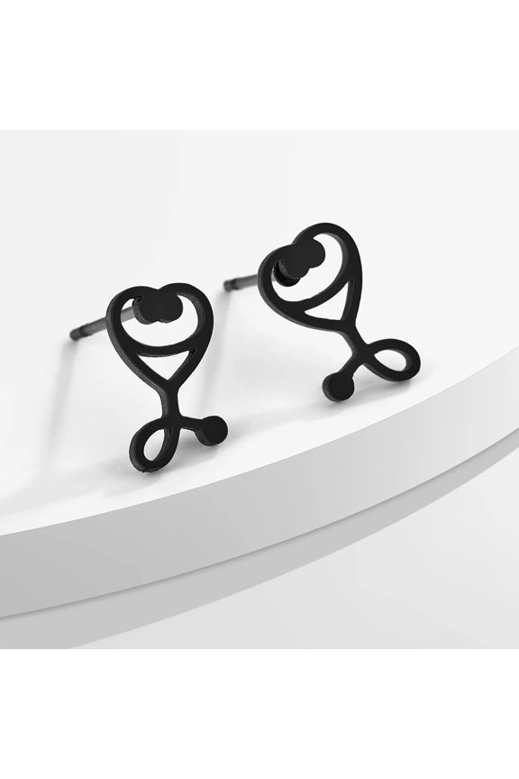 Medical Stethoscope Earrings Echometer Studs Doctor Nurse Posts Med School Graduation Gift Work-Gift White Coat Studs