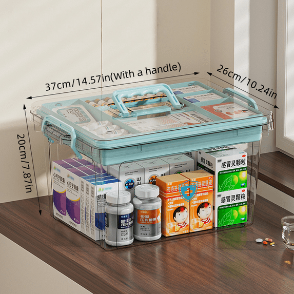 Medical Storage Box,Transparent Medicine Cabinet,Large-Capacity First Aid Kit,Multifunctional Home Aid Case,Various Colors