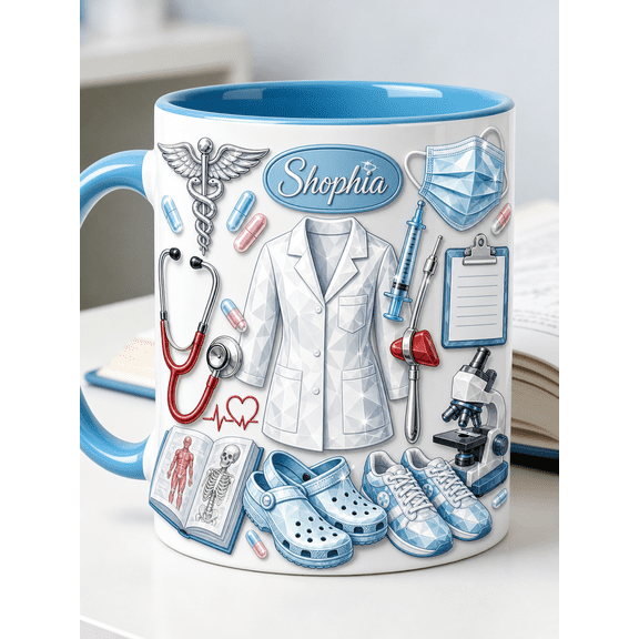 Medical Student Mug 3D Effect Personalized Name Coffee Cup for Future Doctors