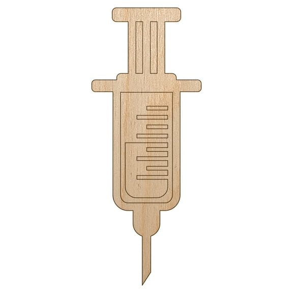 Medical Syringe Wood Shape Unfinished Piece Cutout Craft DIY Projects - 6.25 Inch Size - 1/4 Inch Thick