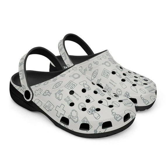 Medical Theme Black Sole Clog Shoes
