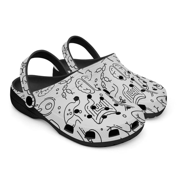 Medical Theme Black Sole Clog Shoes