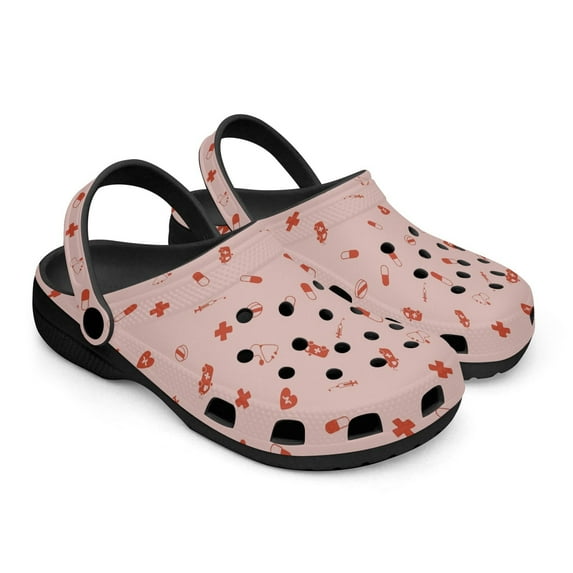 Medical Theme Black Sole Clog Shoes