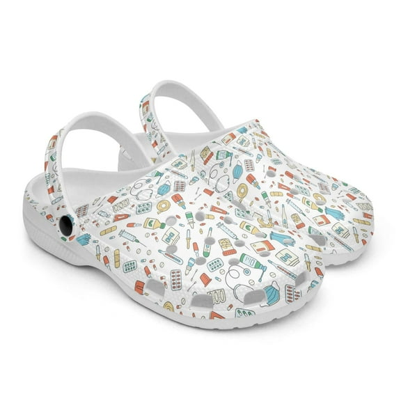 Medical Theme White Sole Clog Shoes
