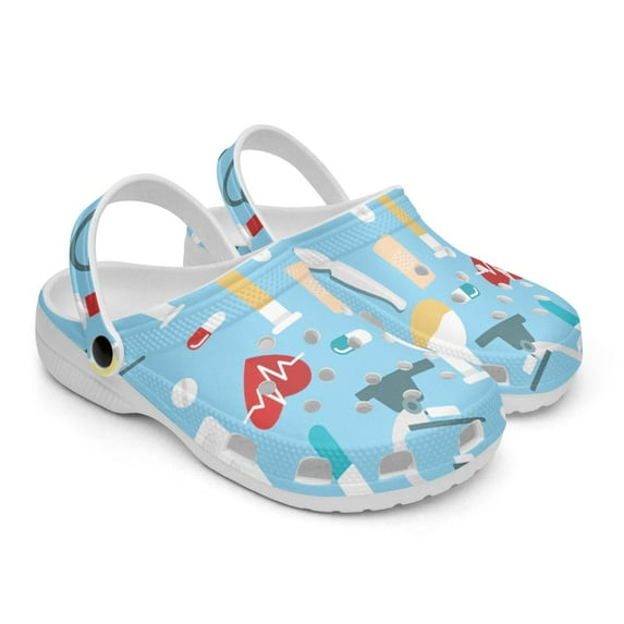 Medical Theme White Sole Clog Shoes