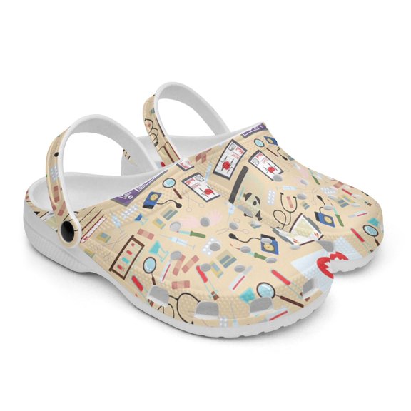 Medical Theme White Sole Clog Shoes
