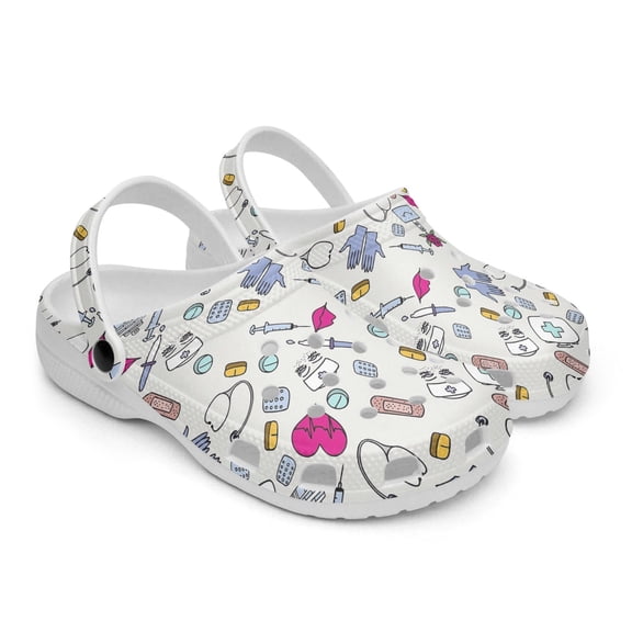 Medical Theme White Sole Clog Shoes