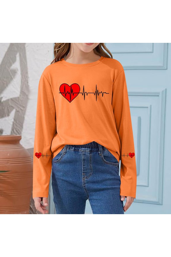 Medical Themed Shirt Girls Long Sleeve Doctor Top with Heartbeat EKG Graphic Soft Stretchy Kids Tee for Kids to 14 Years Yellow,Size 2-3 T