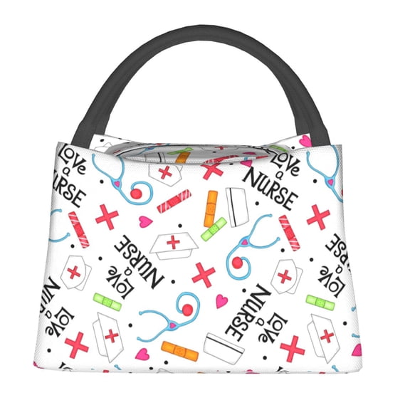 Medical Tools Lunch Bag Funny Nurse Office Lunch Box For s Retro Graphic Design Thermal Tote Oxford Cooler Bag
