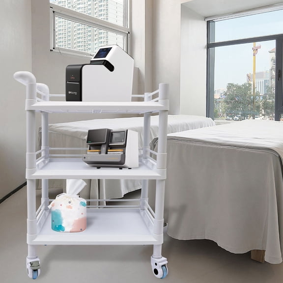 Medical Trolley Cart 3 Tier 330 Lbs Spacious Beauty Salon Rolling Utility Cart