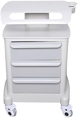 Medical Trolley, Dental Lab Mobile Cart Medical Trolley with 4 Wheels, Portable Auto-Water Bottle Supply Carts with 3 Drawers, ABS Dental Clinic Tool Rolling Trolley for Hospital Beauty Salon