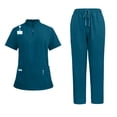 thumbnail image 1 of Medical Uniform Men's Scrubs Set Stretch Scrub Top & Cargo Pants Nurse Uniforms with Pockets Sky Blue 2XL, 1 of 6