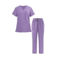 thumbnail image 1 of Medical Uniform Scrubs Women Mens 2 Piece Quick Dry Workwear Scrub Tops Drawstring Pants Adult Nursing Sets, S, 1 of 7