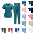 thumbnail image 1 of Medical Uniform Women's Scrub Set 4-Way Stretch Y-Neck Tape Top and Pants Blue S, 1 of 3