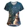 thumbnail image 1 of Medical Uniforms for Women, Easy Care Christmas Graphic Tee Plus Size Snowman Print Blouse Winter Spring Casual T-Shirt 2025 Holiday Essentials Top Comfy Nurse Work Party Blue L, 1 of 3