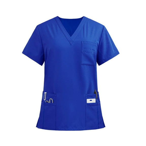 Medical Women's Scrub Top V-Neck with Pockets