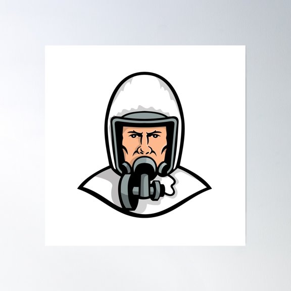 Medical Worker Wearing Face Mask Mascot Poster Wall Art, Modern Wall Decor, 24x24 UNFRAMED