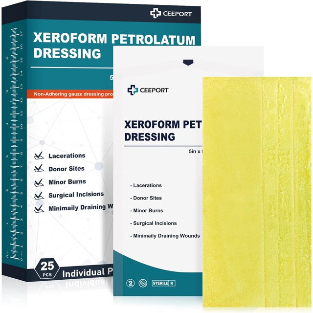 Medical Xeroform Petrolatum Dressing 5x9 NonAdherent Gauze Pad Strip for Wound Care Fine
