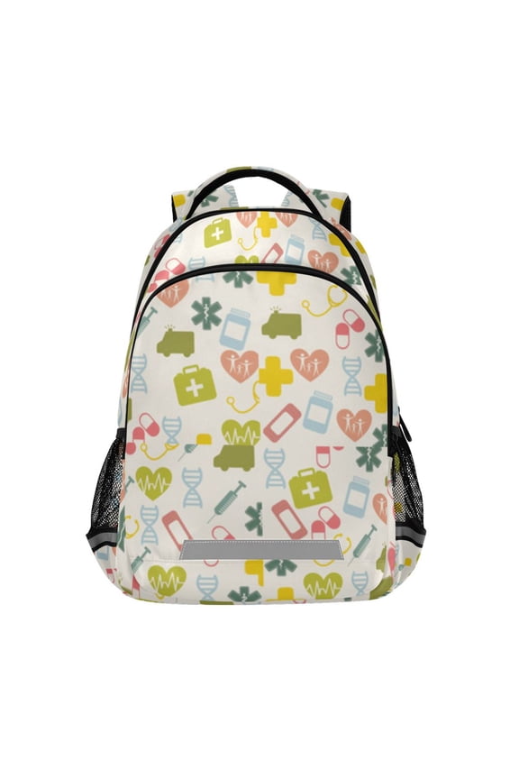 Medical healthcare pattern design Backpacks with Safety Reflective Strips, Travel Bag, Backpack