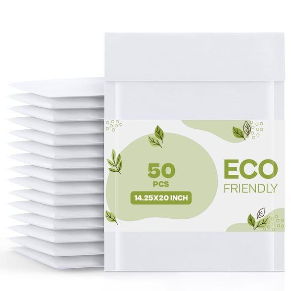 MMBM #7 White Kraft Bubble Mailers 14.25" x 20" Tamperproof Padded Mailers for Moving Fragile Goods 50 Pack