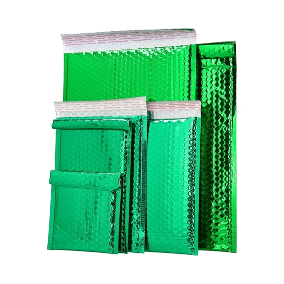 MMBM Green Glamour Bubble Mailers 7.5" x 11" 250 Pack Tamperproof Shiny Pouches for Privacy Protection