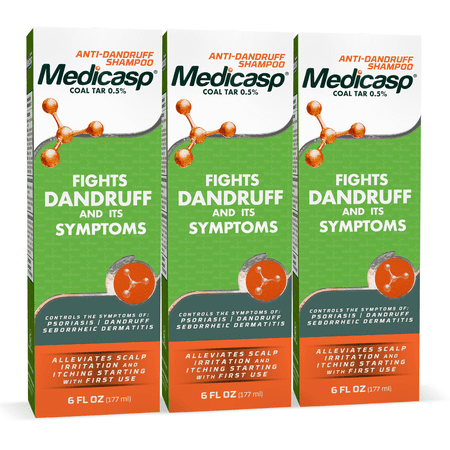 Medicasp Coal Tar Dandruff Shampoo for Dandruff, Seborrheic Dermatitis and Psoriasis, 6 fl oz (Pack of 3)