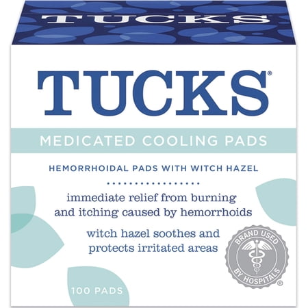 Medicated Witch Hazel Hemorrhoidal Pads 100/Pack by Tucks