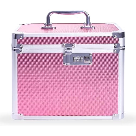 Medication Combination Lock Boxes with Code for Personal Items, Medicine Lockbox for Documents 10 x 7.25 x 7.75 Inches Rose