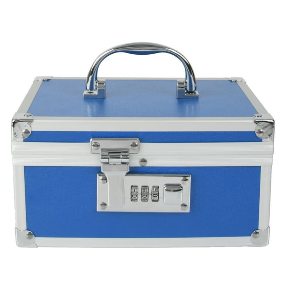 Medication Lock Aluminium Alloy Medicine Key Lock Box for Home and Travel Medicine Lock Box,First Aid Safe Medication Storage Box,7.66''x 5.12''x 4.13'' (Blue)