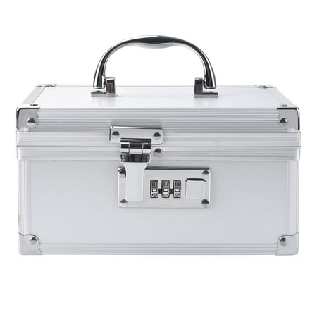 Medication Lock Aluminium Alloy Medicine Key Lock Box for Home and Travel Medicine Lock Box,First Aid Safe Medication Storage Box,7.66''x 5.12''x 4.13'' (Silver)